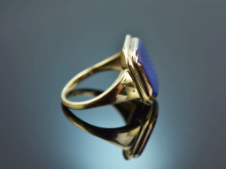 Um 1970! Klassischer Wappen Siegel Ring mit Lapislazuli Gold 585