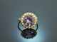 England um 1900! Viktorianischer Ring mit Amethyst und Saatperlen Gold 375