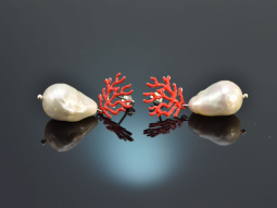 Ocean Treasure! Maritime Ohrringe Zucht Perlen Email...