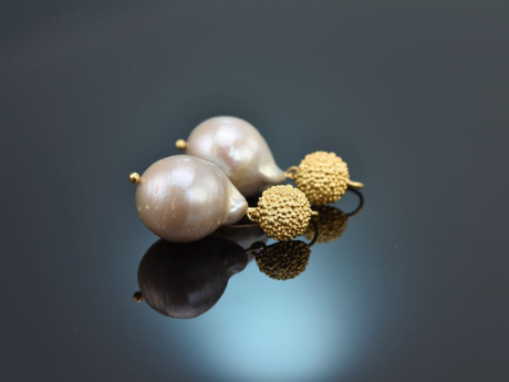 Pretty Pearls! Zarte Ohrringe Graue Zucht Perlen Silber 925 vergoldet