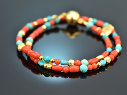 Ocean Dreams! Fancy Armband 2reihig Koralle T&uuml;rkis...