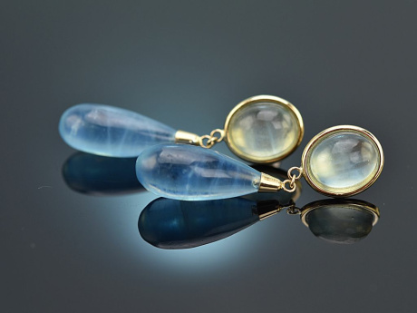 Soft Blue! Feine groe Aquamarin Tropfen Ohrringe Gold 585