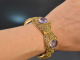 Um 1960! Großes chinesisches Filigran Armband mit Amethysten Silber vergoldet