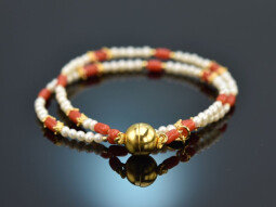 Tiny Pearls! Fancy Armband mit Koralle und Zuchtperlen...