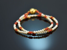 Tiny Pearls! Fancy Armband mit Koralle und Zuchtperlen...