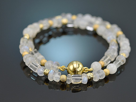 Icy Sparkle! Fancy Armband mit Weier Jade Labradorit Bergkristall Silber 925 vergoldet