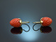 Coral Strawberries! Groe Korallen Erdbeer Ohrringe Gold 585