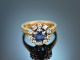 Um 1970! Klassischer Saphir Brillant Ring Gold 585