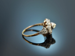 Um 1905! Historischer Ring mit Diamantrosen ca. 0,8 ct Gold 585 Platin