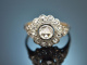 Um 1905! Historischer Ring mit Diamantrosen ca. 0,8 ct Gold 585 Platin