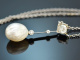 Um 1910! Collier mit Orient Perle und Altschliffdiamant Platin Gold 585