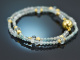 Fancy Blue! Double-row fancy bracelet with aquamarine and apatite silver 925 gold-plated