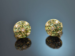 Sparkling Green! Ohrringe mit Turmalinen und Diamanten Gold 750