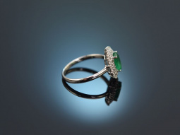 Deep Green! Feiner Smaragd Ring mit Diamanten...