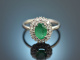 Deep Green! Feiner Smaragd Ring mit Diamanten Wei&szlig;gold 750