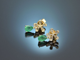 Green Drops! Ohrringe mit Diamanten und Smaragden Gold 750