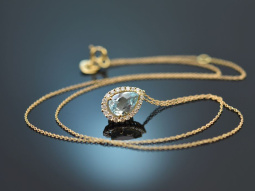 Vivid Blue! Topaz necklace with diamonds 750 gold