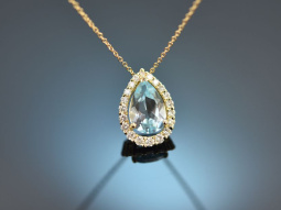 Vivid Blue! Topaz necklace with diamonds 750 gold