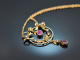 England um 1910! Collier mit Saatperlen und rosa Verneuil Saphiren Gold 375