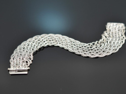 Around 1980! Simple woven bracelet in 585 white gold