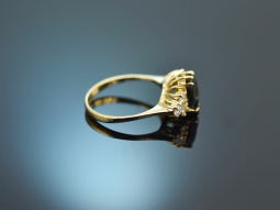Around 1990! Fine sapphire diamond ring 750 gold