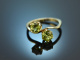 Around 1990! Beautiful Toi et Moi ring with peridot gold 585