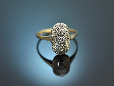 Um 1930! Art Deco Ring mit Diamanten Gold 585 Platin