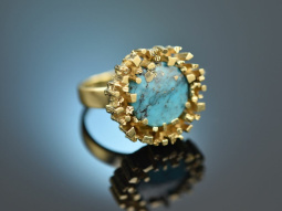 Around 1965! Chic statement ring with turquoise gold 585