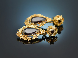 Around 1960! Beautiful large drop earrings with gold 375...