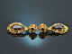 Around 1960! Beautiful large drop earrings with gold 375 garnets