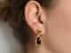 Around 1960! Beautiful large drop earrings with gold 375 garnets