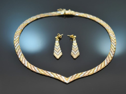 Um 1965! Schicke Vintage Tricolor Kette und Ohrringe...