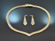 Um 1965! Schicke Vintage Tricolor Kette und Ohrringe Silber 925