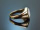 Um 1930! Klassischer Wappen Siegel Ring mit Lagenachat Gold 333
