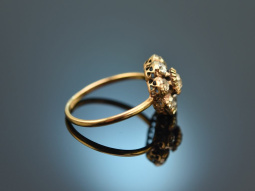 England um 1890! Historischer Ring mit Diamantrosen Gold...