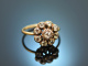 England around 1890! Ring with diamond roses gold 15 ct