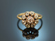 England around 1890! Ring with diamond roses gold 15 ct