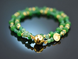 Cheerful Green! Fancy Armband aus Achat Aventurin und Jade Silber 925 vergoldet