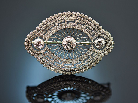 Um 1910! Wundervolle Platin Belle Epoque Brosche mit Diamanten