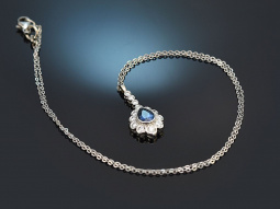 Classy Blue! Anh&auml;nger mit Kette Saphir Diamanten Wei&szlig;gold 585