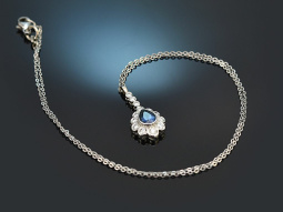 Classy Blue! Anh&auml;nger mit Kette Saphir Diamanten...