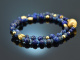 Deep Blue! Fancy Armband aus Lapislazuli Aquamarin und Achat Silber 925 vergoldet