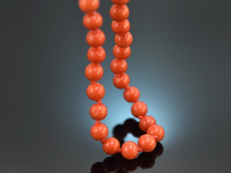 Around 1965! Long Italian precious coral necklace with...