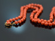 Around 1965! Long Italian precious coral necklace with 750 gold clasp