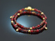 Rote Fr&uuml;chte! Zweireihiges Fancy Armband mit Granat und Achat aus Sterlingsilber 925 vergoldet