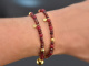 Rote Fr&uuml;chte! Zweireihiges Fancy Armband mit Granat und Achat aus Sterlingsilber 925 vergoldet