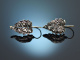 England um 1900! Hübsche Ohrringe mit Diamant Rosen Gold 375 und Silber