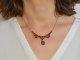 Around 1990! Classic garnet necklace gold 333