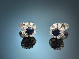 Um 1980! Klasssiche Saphir Ohrringe mit Diamanten...