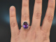 Um 1970! Schicker Vintage Amethyst Ring mit Diamanten Wei&szlig;gold 750